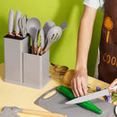 ￼Kit 19 Peças Jogo de Utensílios Para Cozinha em Silicone Com Cabo de Madeira Completo