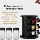 Porta-Temperos Premium Giratório 360° com Potes de Vidro